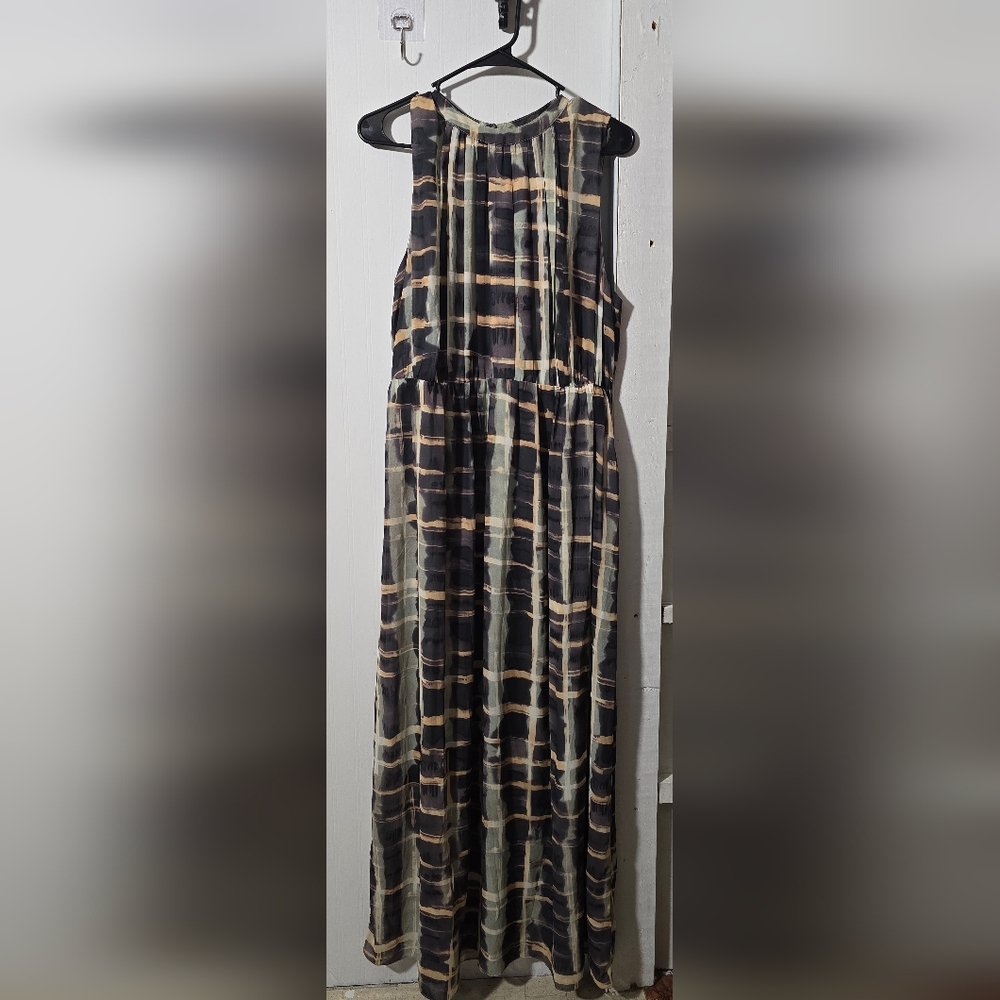 H&M Conscious Collection Dress Womens XS Geometric Print Chiffon Maxi Sleeveless